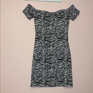 zebra right off the shoulder dress